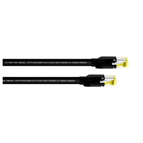 Cordial 15582 RJ45 Netzwerkkabel, Patchkabel CAT 7a S/FTP 15.00m Schwarz PUR-Mantel 1St. Cordial 15582 RJ45 Netzwerkkabel, Patchkabel CAT 7a S/FTP 15.00m Schwarz PUR-Mantel 1St.