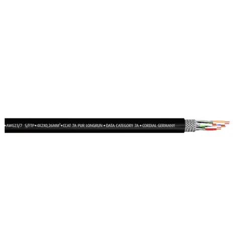 Cordial 15598 RJ45 Netzwerkkabel, Patchkabel CAT 7a S/FTP 25.00m Schwarz PUR-Mantel 1St. Cordial 15598 RJ45 Netzwerkkabel, Patchkabel CAT 7a S/FTP 25.00m Schwarz PUR-Mantel 1St.