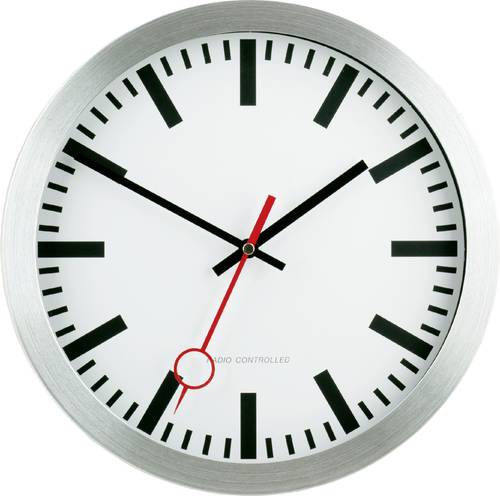 EUROTIME 59002-07 Funk Wanduhr 30 cm Silber
