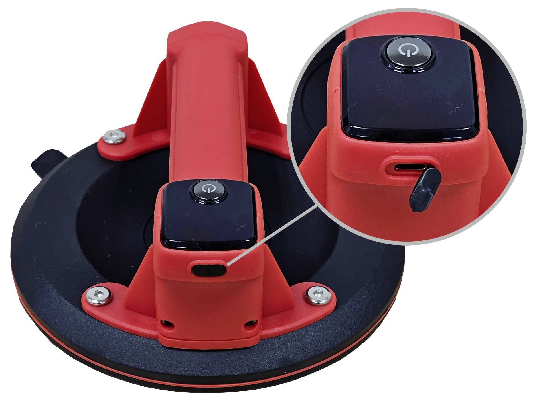 Heicko PH618A 1-Kopf-Saugheber mit eingebauter elektrischer Vakuumpumpe und -Vakuumanzeige, inkl. Aufbewahrungskoffer, Ø 200mm