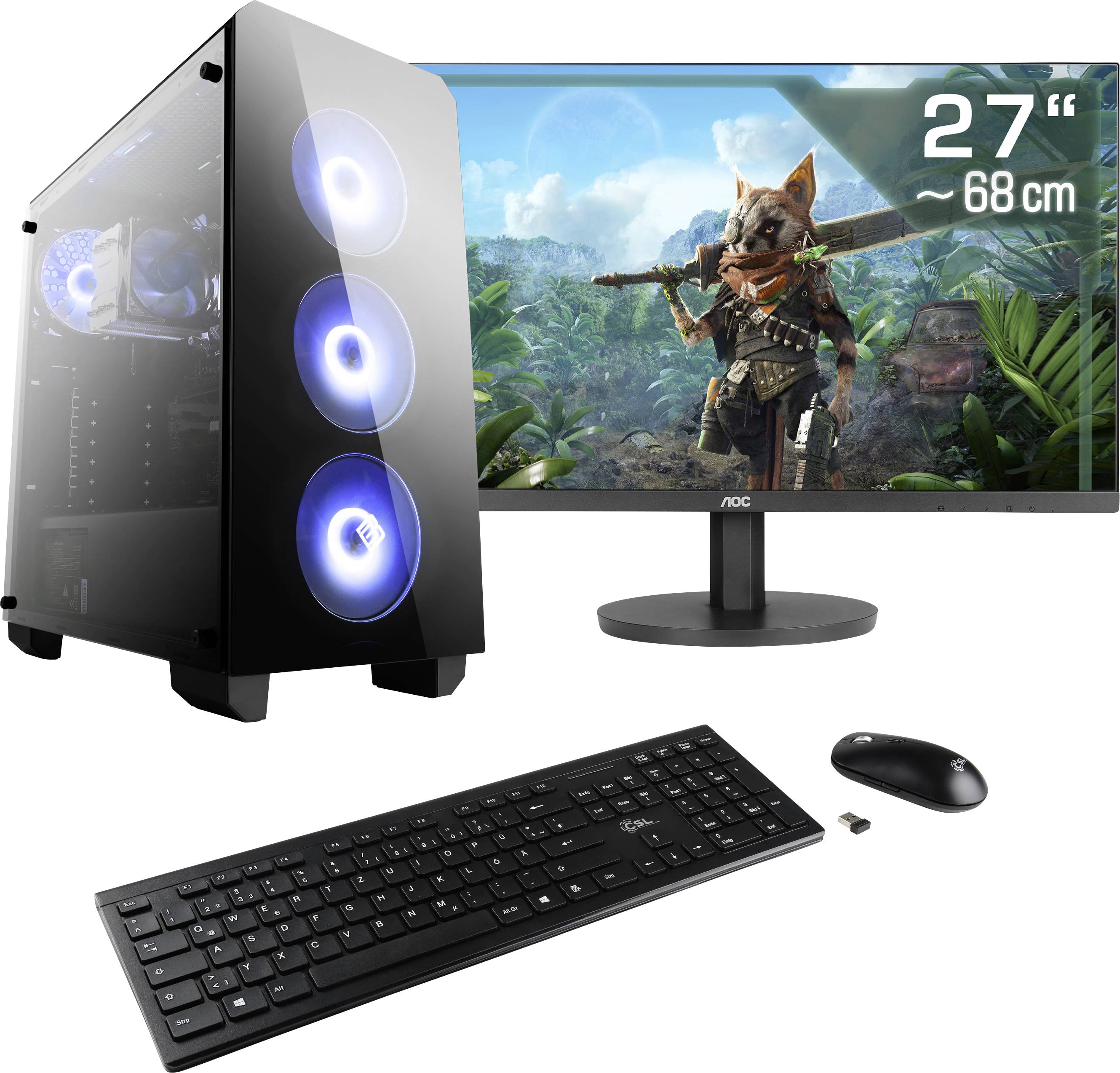 CSL Computer Gaming PC M11280H 68.6cm (27 Zoll) WQHD AMD Ryzen 7 5700G 16GB RAM 1TB SSD AMD Radeon™ Onboard Graphics Win 11 Home