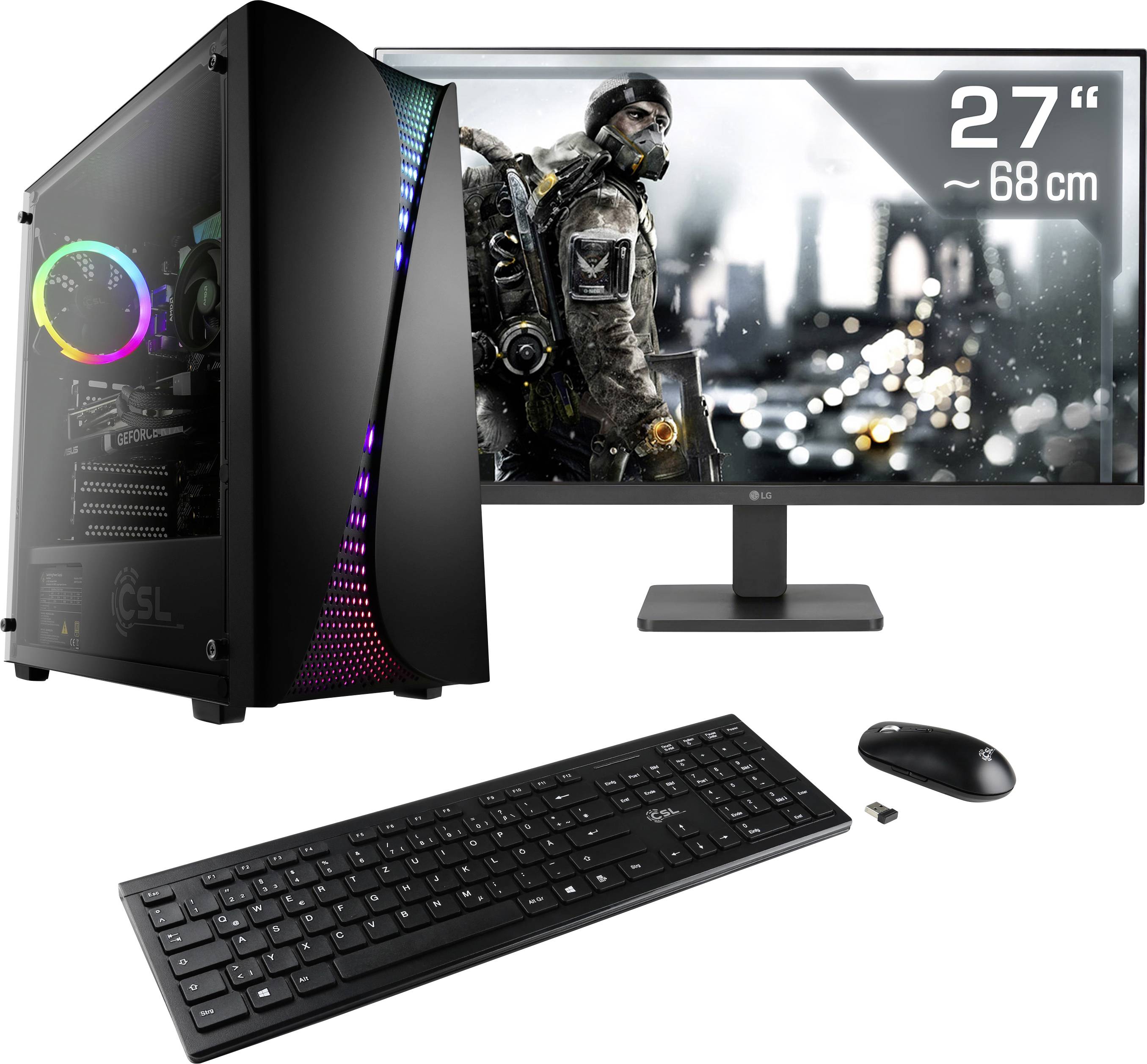 CSL Computer Gaming PC M11460H 68.6cm (27 Zoll) Full HD AMD Ryzen 5 5600 16GB RAM 1TB SSD Nvidia GeForce RTX™ 3050 6GB GDDR6 Win