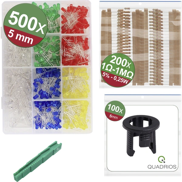 Quadrios 24O196 LED-Sortiment Rot, Grün, Gelb, Blau, Weiß 20 mA 3 V Quadrios 24O196 LED-Sortiment Rot, Grün, Gelb, Blau, Weiß 20 mA 3 V