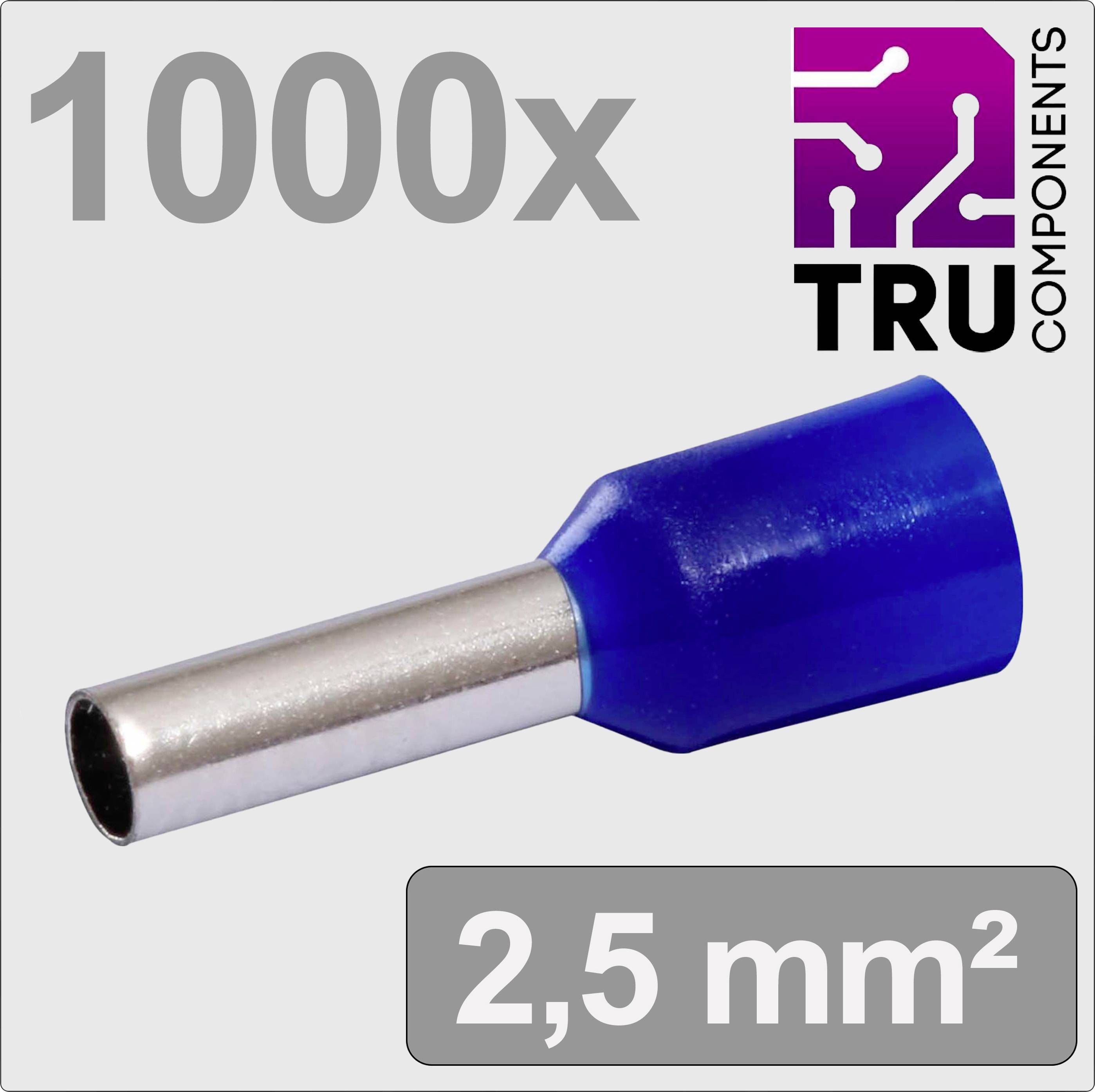 TRU COMPONENTS TC-13377208 Aderendhülse 2.5mm² Teilisoliert Blau 1000St.