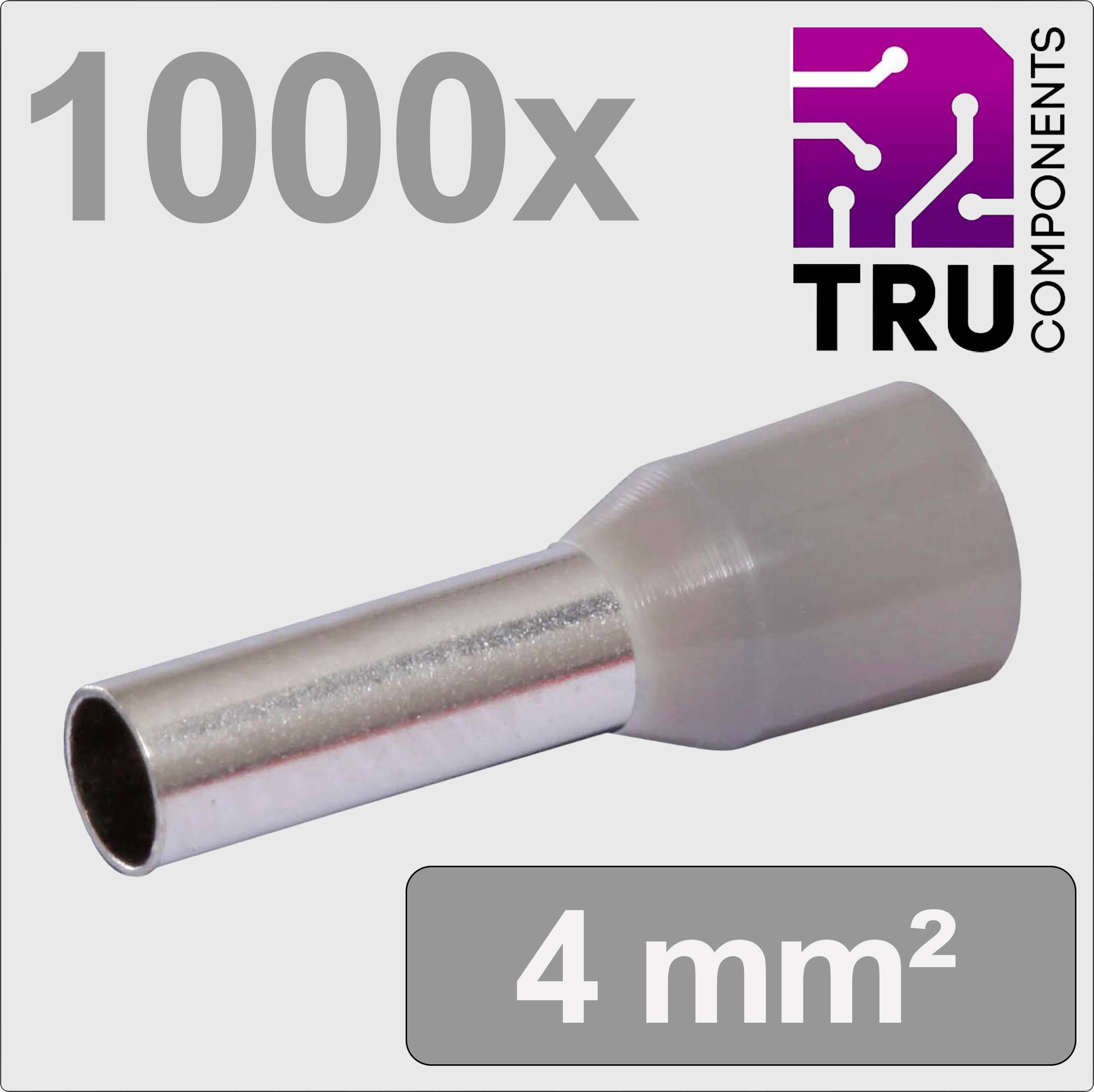 TRU COMPONENTS TC-13377212 Aderendhülse 4mm² Teilisoliert Grau 1000St.