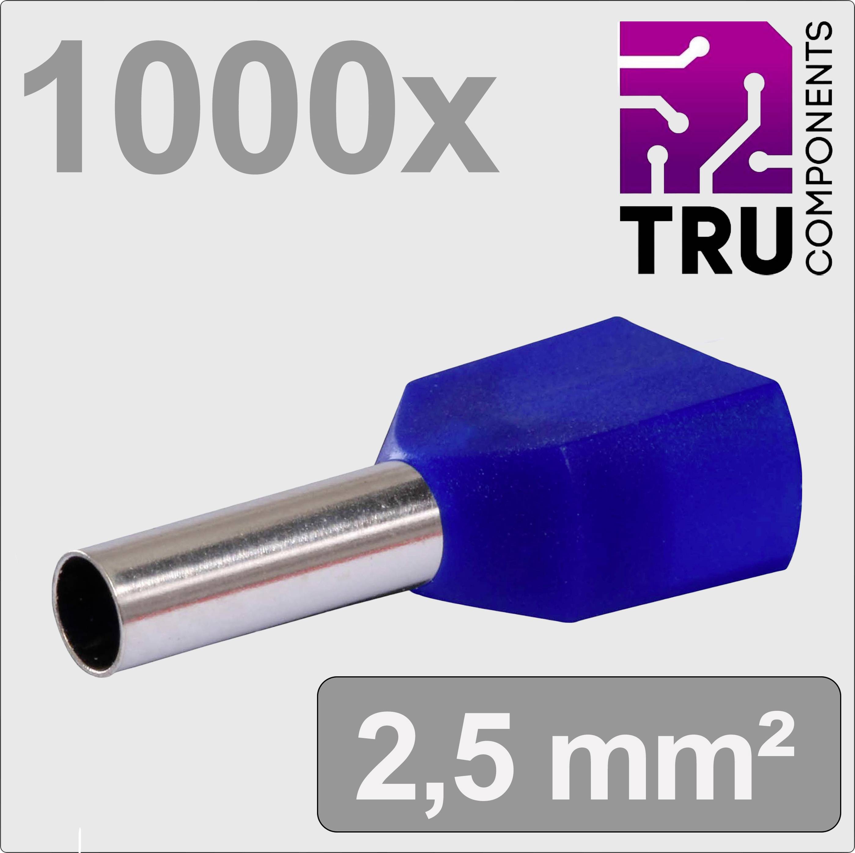 TRU COMPONENTS TC-13377240 Zwillings-Aderendhülse 2.5mm² Teilisoliert Blau 1000St.