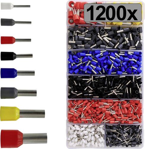 TRU COMPONENTS TC-13377260 Aderendhülsen-Sortiment Teilisoliert Mehrfarbig 1200 St.