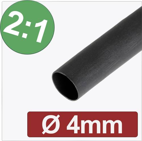 Quadrios 24CA263 Schrumpfschlauch ohne Kleber Schwarz 4 mm 2 mm Schrumpfrate:2:1 Meterware