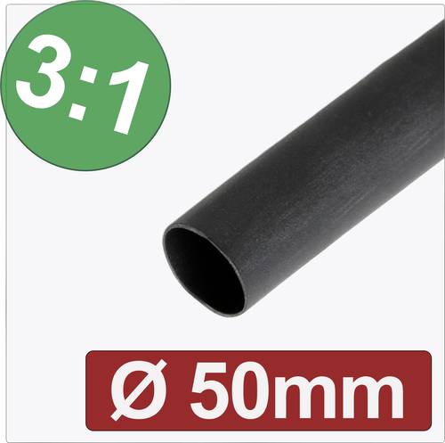Quadrios 24CA295 Schrumpfschlauch mit Kleber Schwarz 50 mm 16.67 mm Schrumpfrate:3:1 Meterware