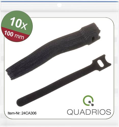 Quadrios 24CA306 Klettkabelbinder zum Bündeln Haft- und Flauschteil (L x B) 100 mm x 12 mm Schwarz