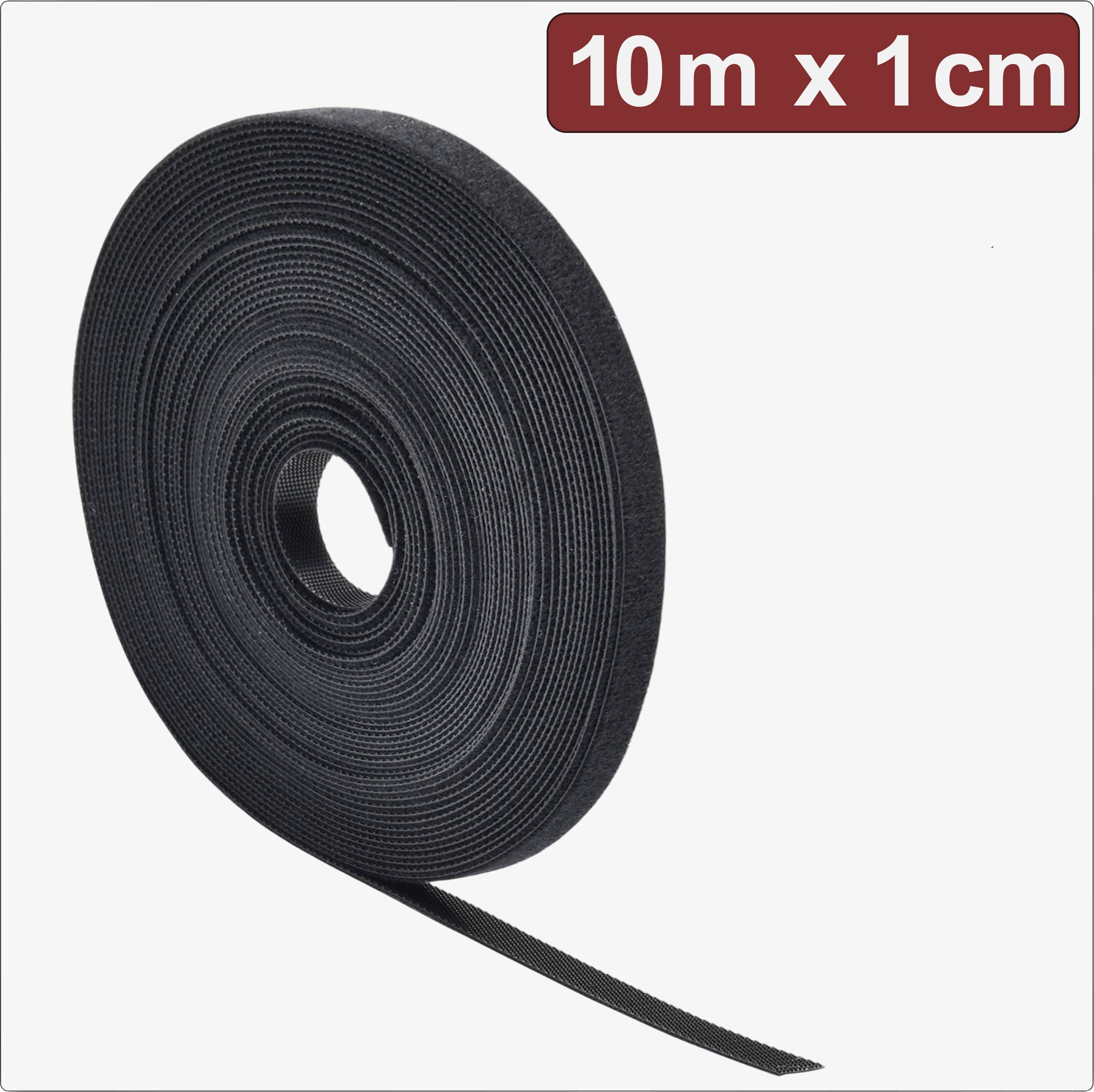 Quadrios 24CA307 Klettband zum Bündeln Haft- und Flauschteil (L x B) 10 m x 1 cm Schwarz 10 m