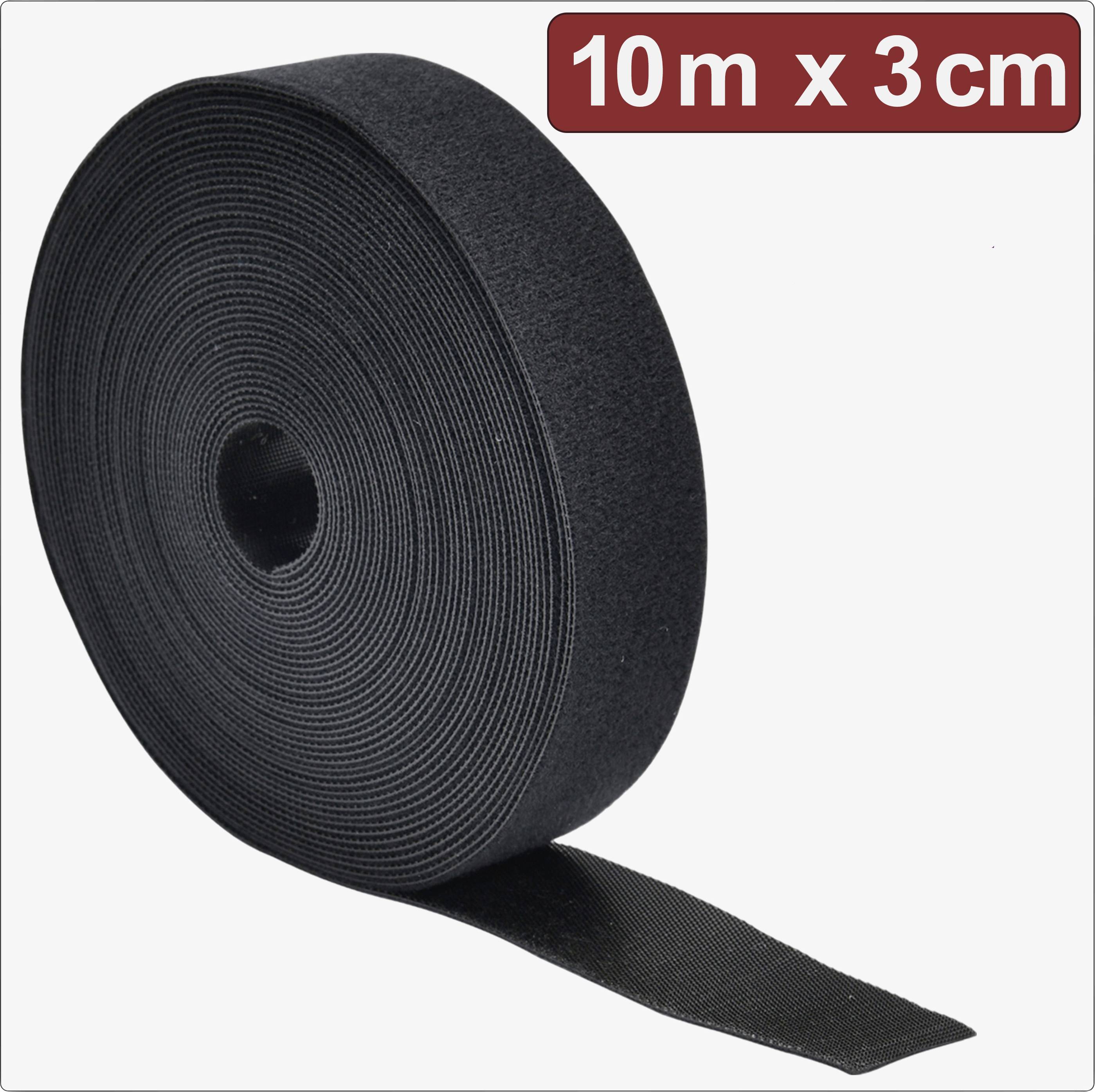 Quadrios 24CA308 Klettband zum Bündeln Haft- und Flauschteil (L x B) 10 m x 3 cm Schwarz 10 m