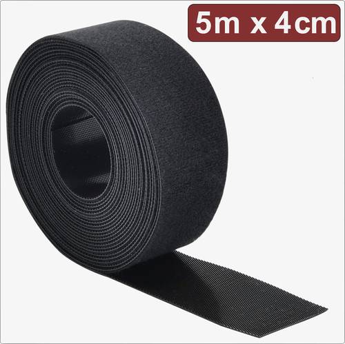 Quadrios 24CA309 Klettband zum Bündeln Haft- und Flauschteil (L x B) 5 m x 4 cm Schwarz 5 m