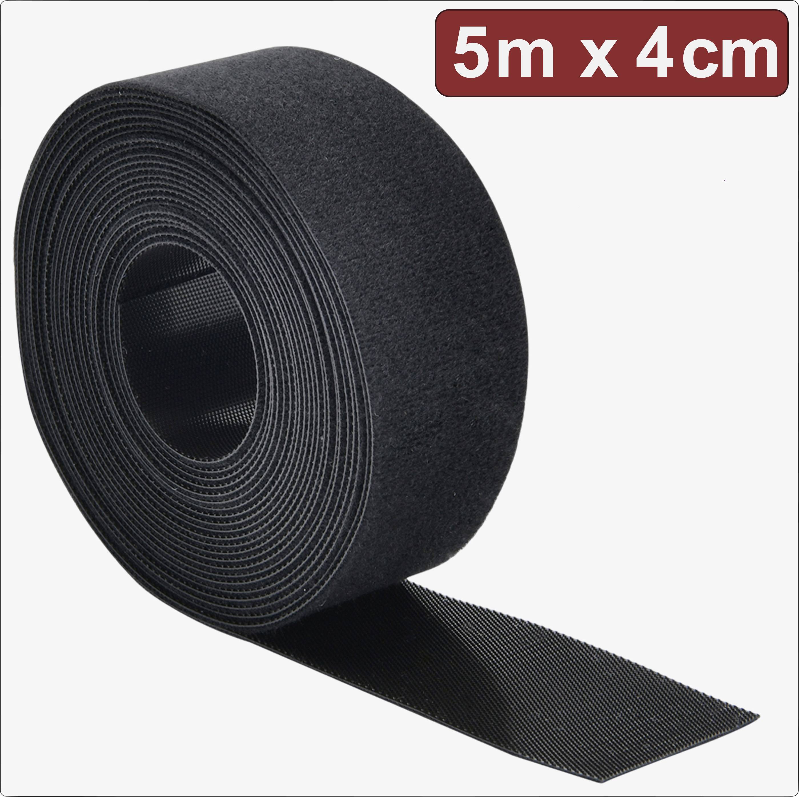 Quadrios 24CA309 Klettband zum Bündeln Haft- und Flauschteil (L x B) 5m x 4cm Schwarz 5m