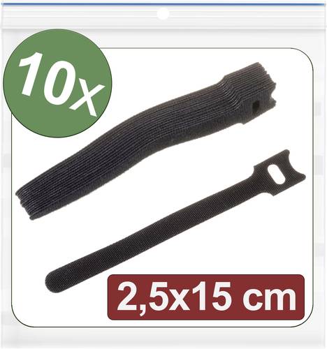 Quadrios 24CA314 Klettkabelbinder zum Bündeln Haft- und Flauschteil (L x B) 150 mm x 25 mm Schwarz