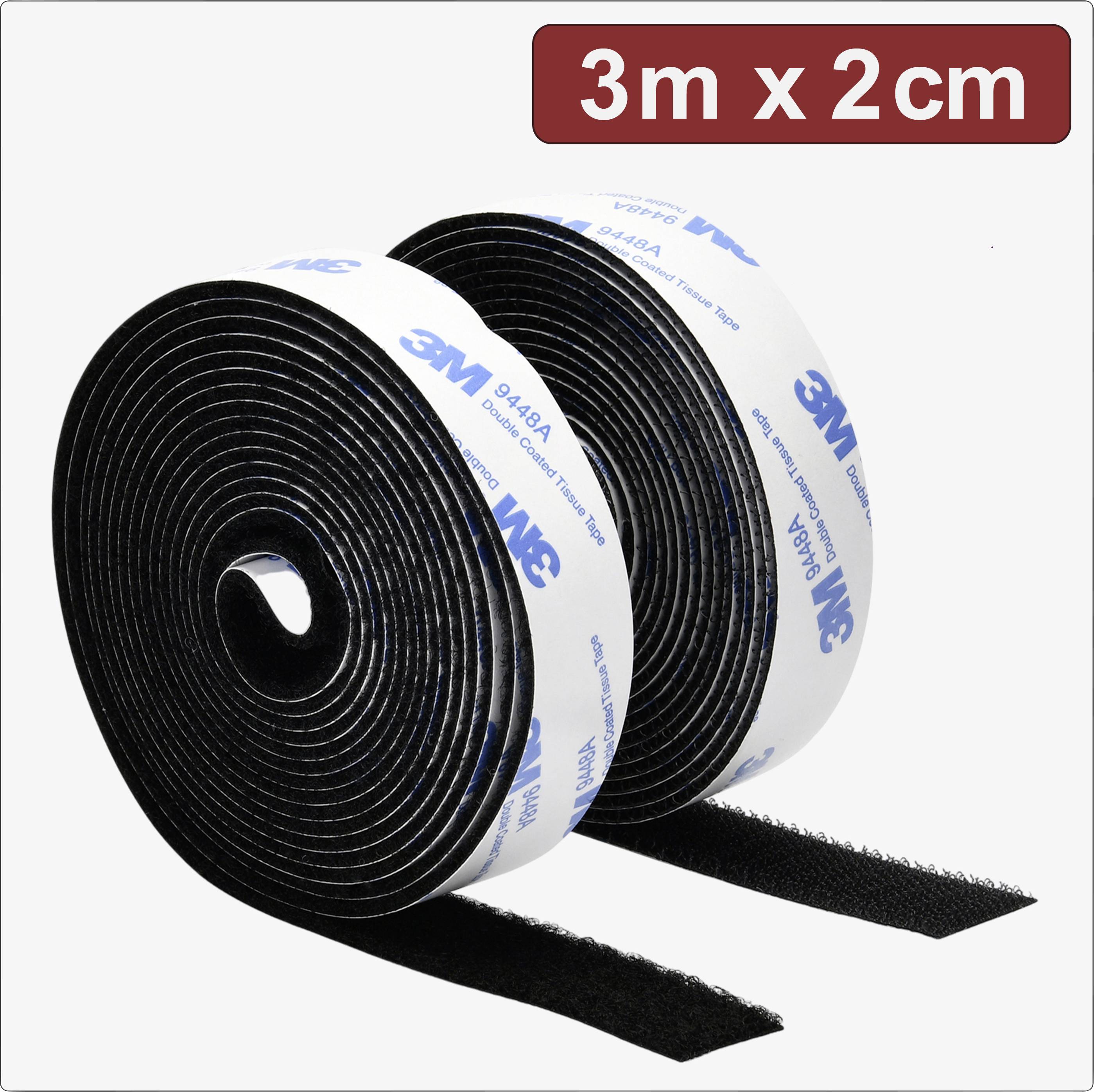 Quadrios 24CA320 Klettband zum Aufkleben Haft- und Flauschteil (L x B) 3 m x 2 cm Schwarz 3 m