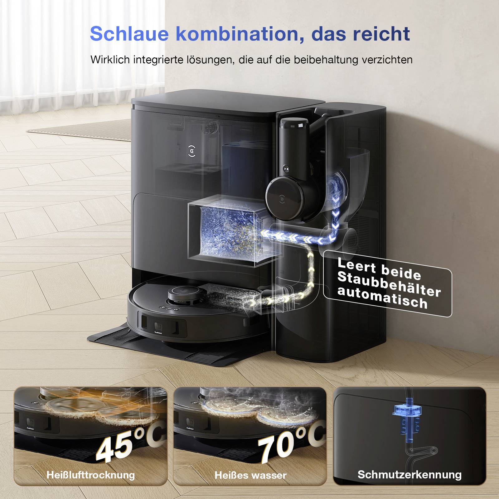 ECOVACS DEEBOT T30S COMBO COMPLETE Saug-und Wischroboter Schwarz