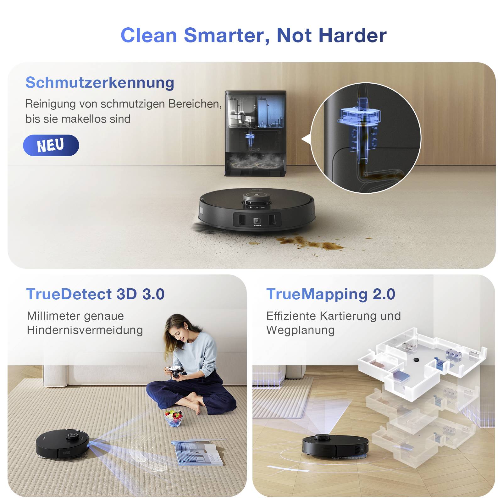 ECOVACS DEEBOT T30S COMBO COMPLETE Saug-und Wischroboter Schwarz