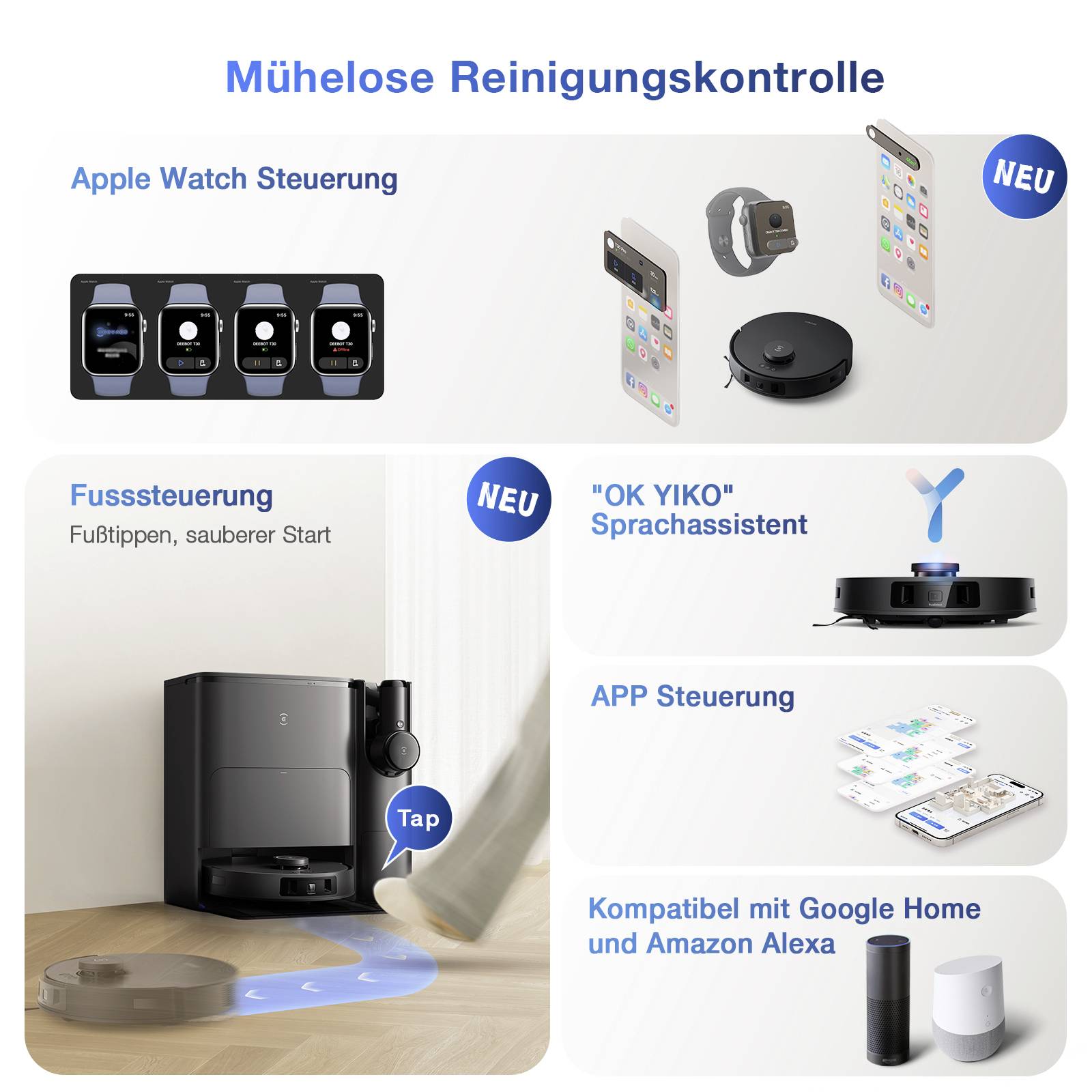 ECOVACS DEEBOT T30S COMBO COMPLETE Saug-und Wischroboter Schwarz