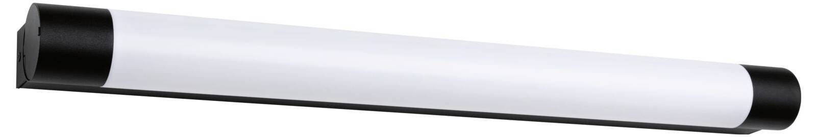 Ein langer, rechteckiger Deckenleuchte mit schwarzem Rahmen und weißer Abdeckung, geeignet für moderne Innenräume.