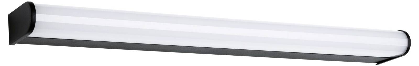 LED-Deckenleuchte mit schwarzem Körper und weißem, langen Diffusor, geeignet für moderne Innenräume, sorgt für gleichmäßige Beleuchtung.