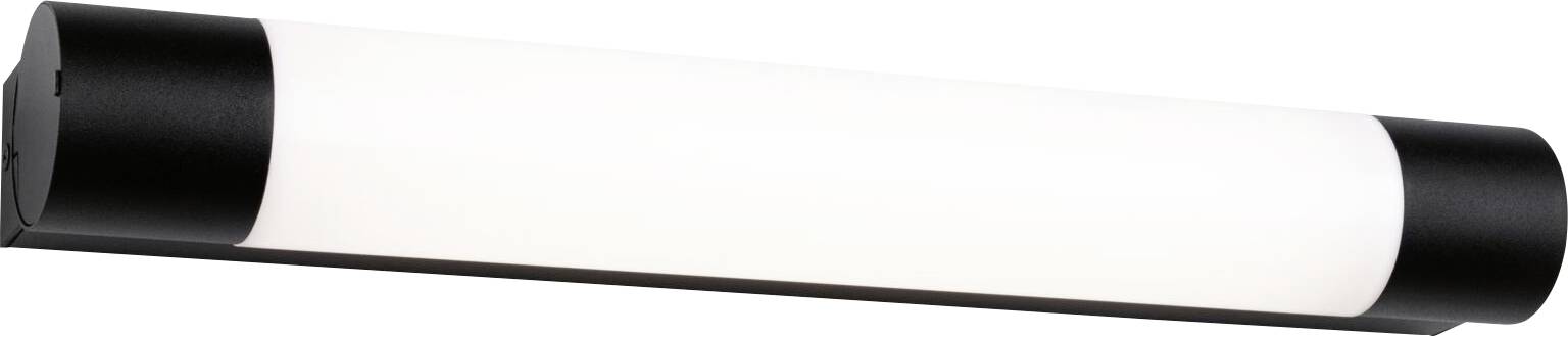 Eine schlichte zylindrische Deckenlampe, weißer Körper mit schwarzen Enden, vermutlich für moderne Innenräume geeignet.