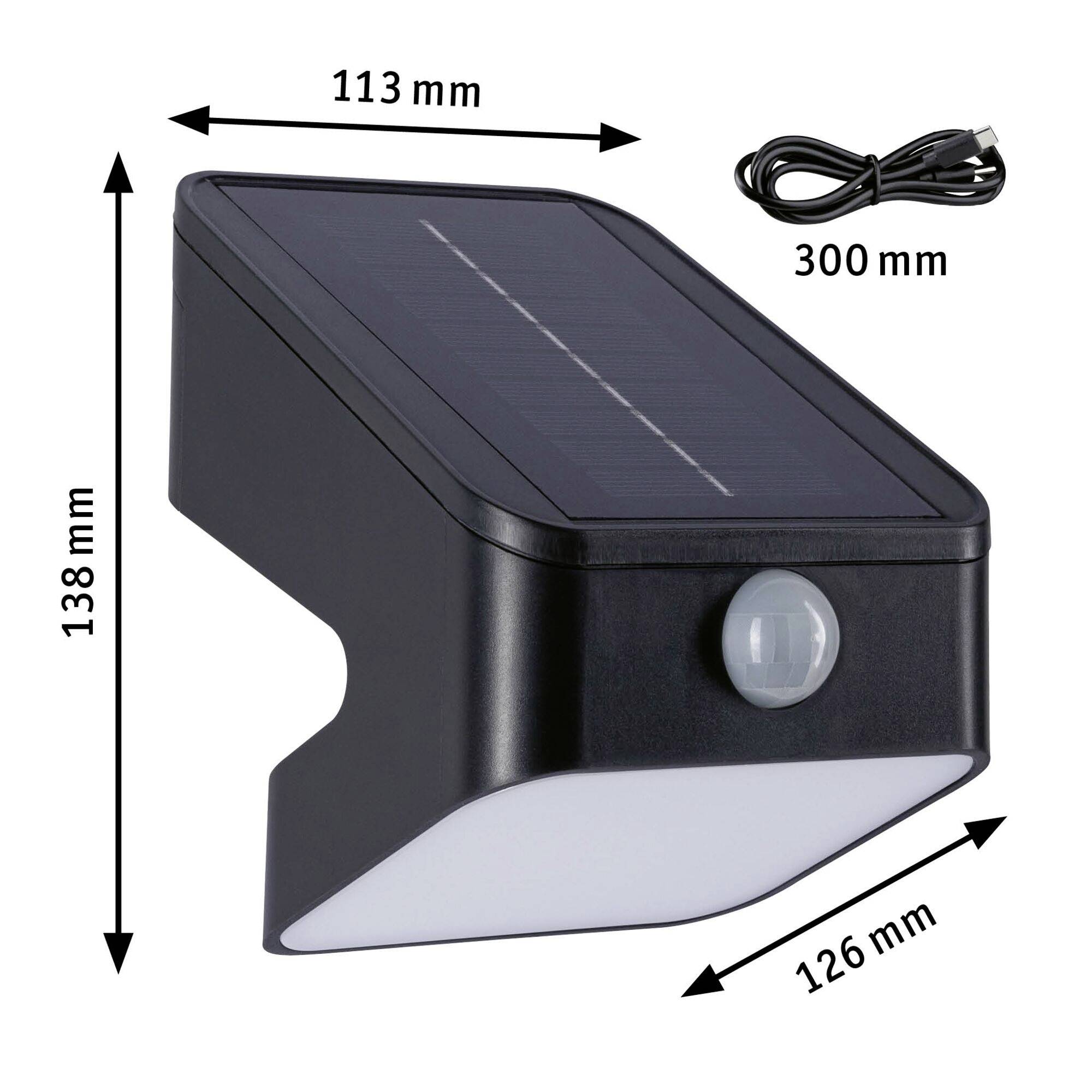 Paulmann 94608 Lesly Solar-Wandstrahler mit Bewegungsmelder 5.5W Warmweiß Anthrazit