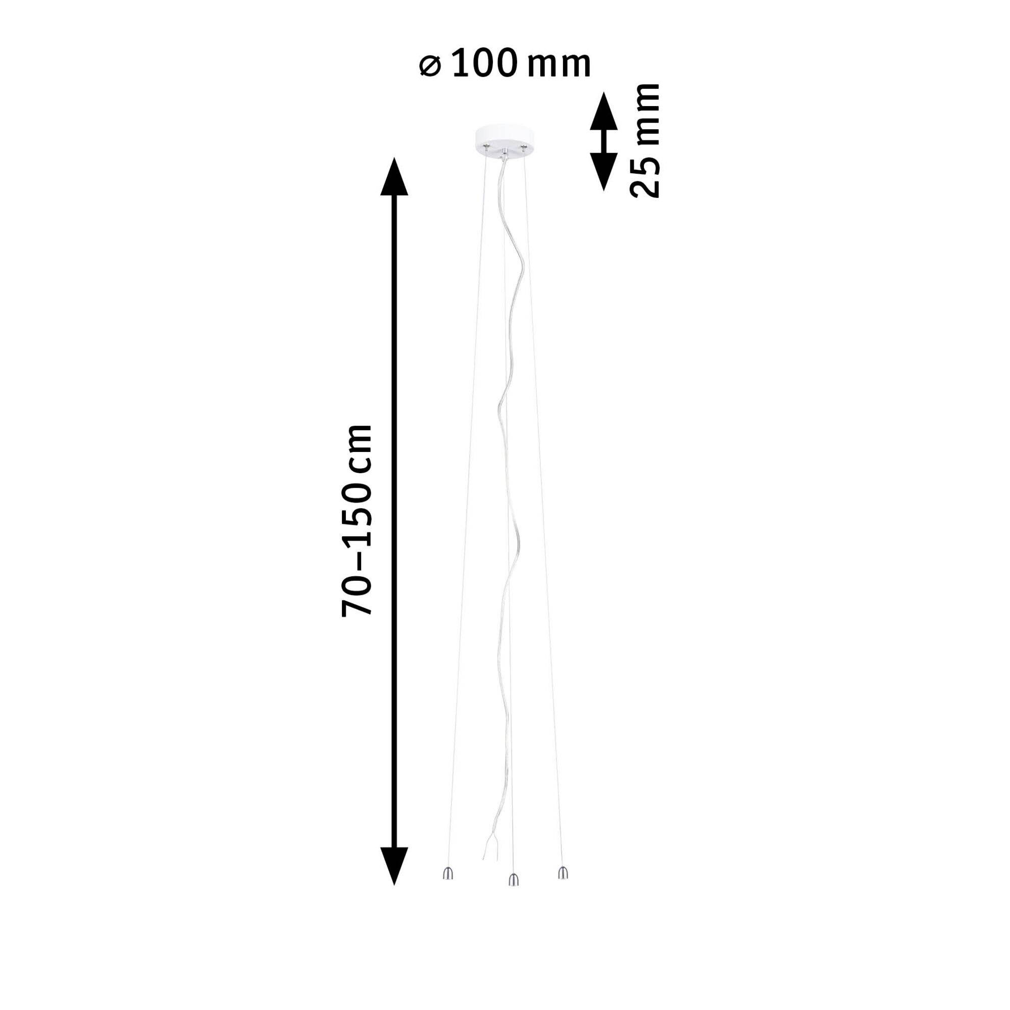 Hängelampe; verstellbare Höhe 70-150 cm; Durchmesser Deckenhalterung 100 mm, Kabellänge 25 mm.