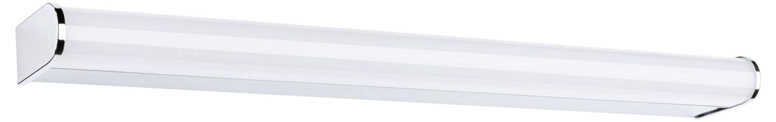 Langes, rechteckiges LED-Leuchtmittel mit glänzenden Endkappen, geeignet für Decken- oder Wandmontage in Innenräumen.