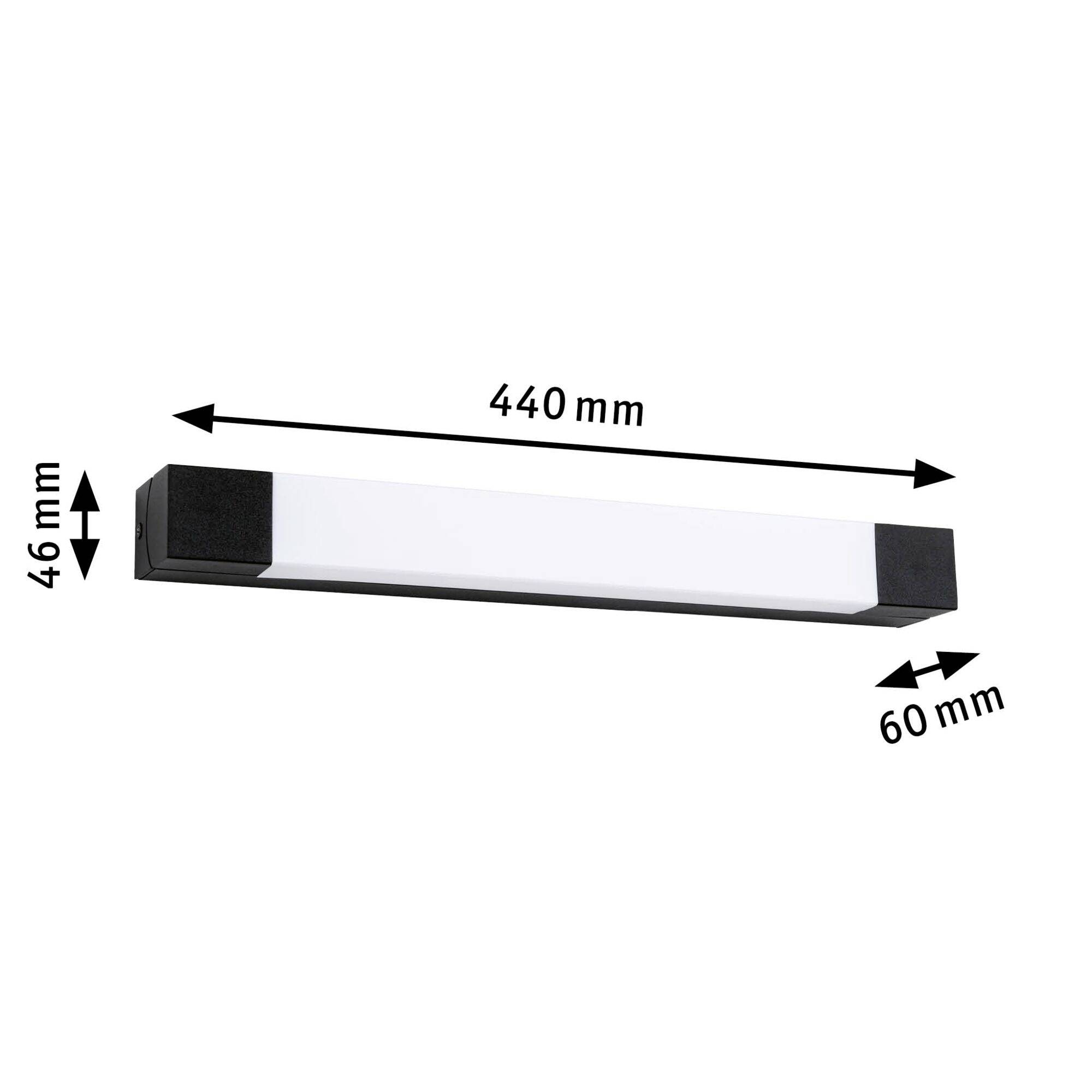 Weiße LED-Leuchte in Quaderform, Maße: 440 mm breit, 46 mm hoch, 60 mm tief.