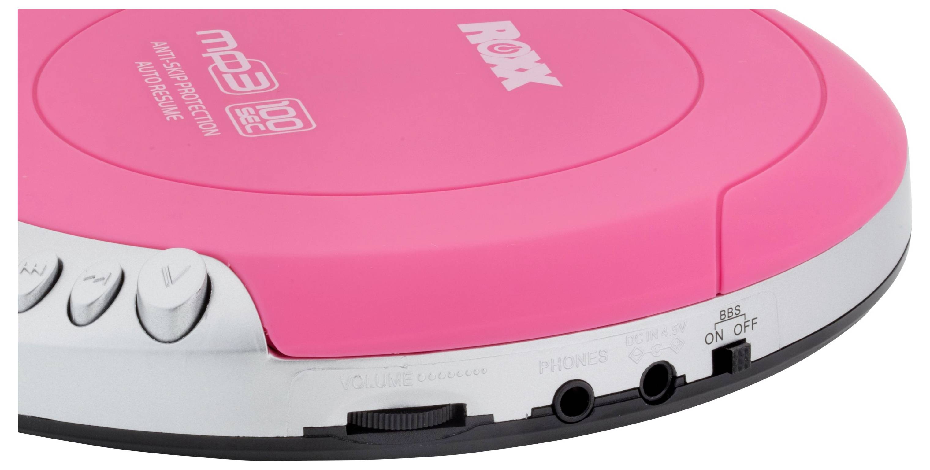 Roxx PCD 501 pink Tragbarer CD-Player CD, CD-R, CD-RW, MP3 Pink, Silber