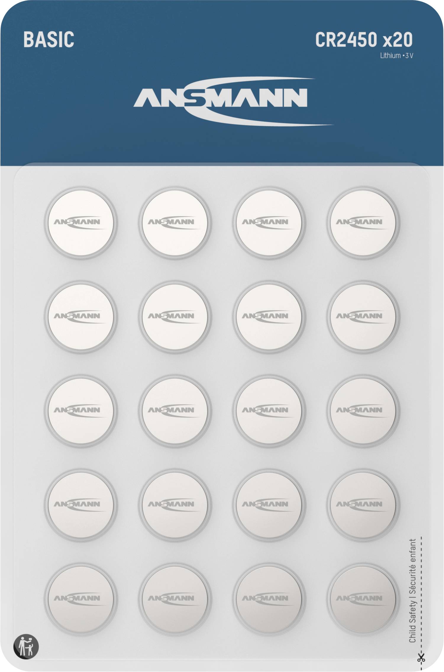 Ansmann Knopfzelle CR 2450 3 V 20 St. 600 mAh Lithium