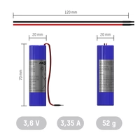 Ansmann Spezial-Akku 18650 Kabel Li-Ion 3.6 V 3350 mAh 1 St. Ansmann Spezial-Akku 18650 Kabel Li-Ion 3.6 V 3350 mAh 1 St.