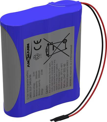 Ansmann 3S1P Akkupack 3x 18650 Kabel Li-Ion 10.8 V 2600 mAh