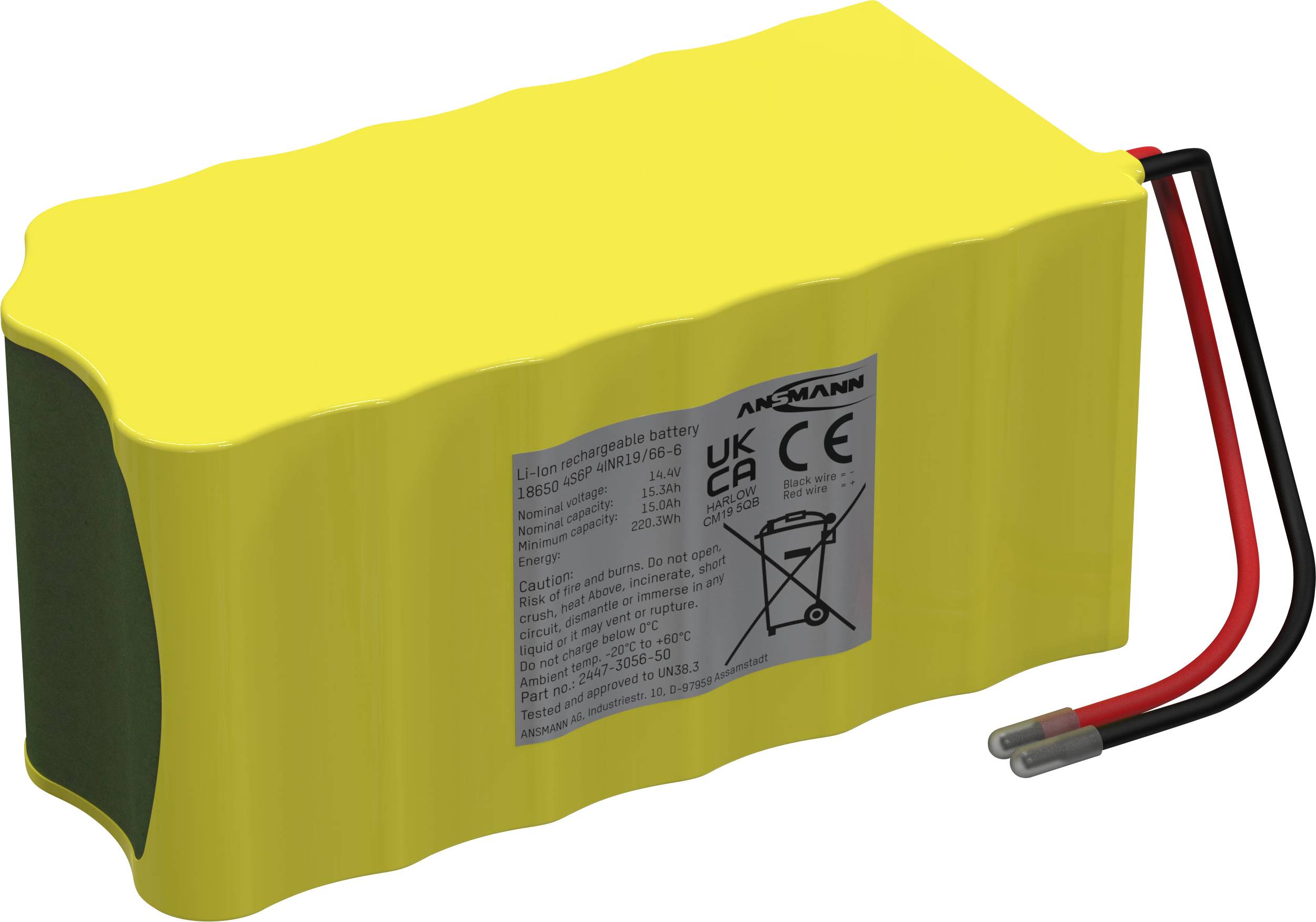 Ansmann 4S6P Akkupack 24x 18650 Kabel Li-Ion 14.4V 15300 mAh