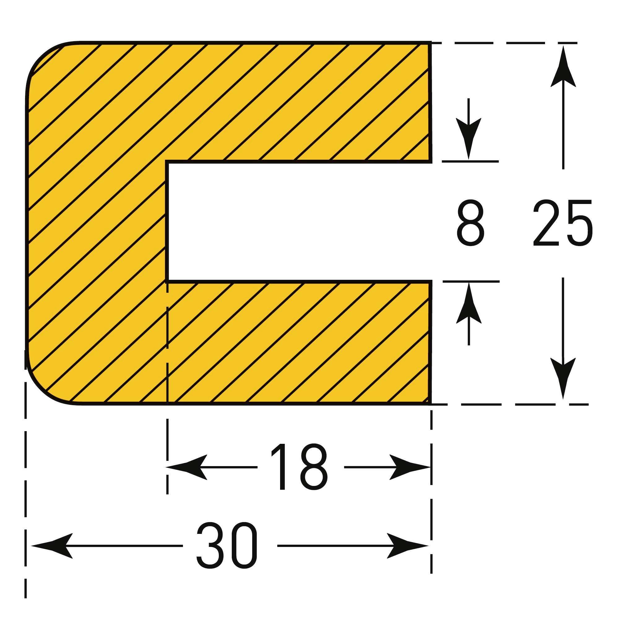 Moravia 422.24.758 Schutzprofil mit Schlitz Schwarz, Gelb (L x B x H) 1000 x 25 x 30mm