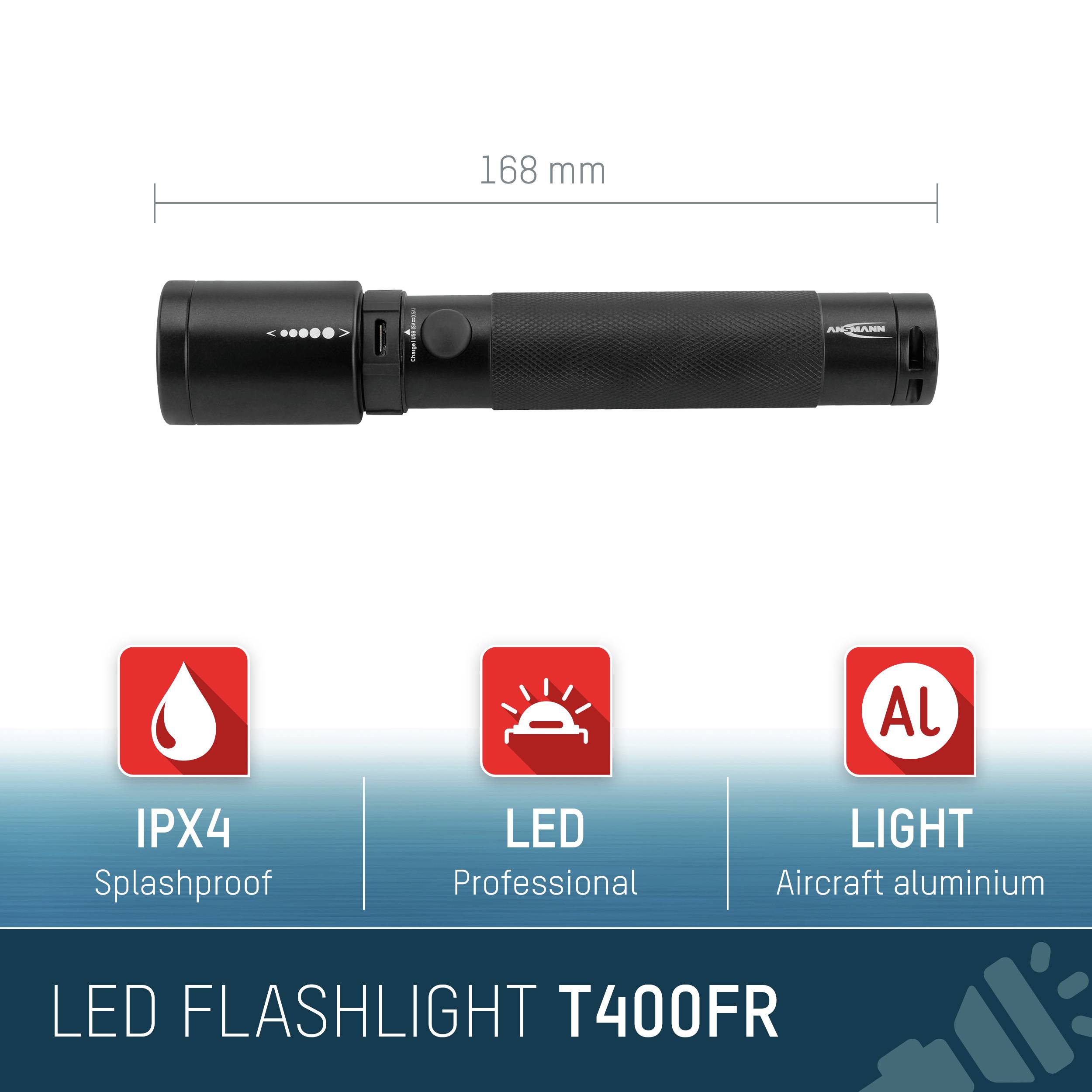 Ansmann LED Taschenlampe akkubetrieben 1000 lm 226 g