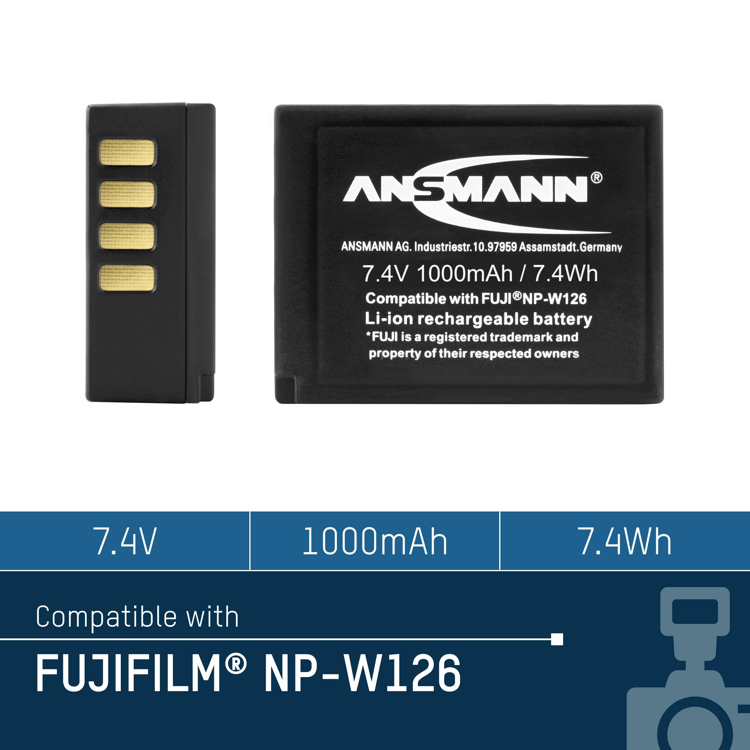 Ansmann Kamera-Akku ersetzt Original-Akku (Kamera) NP-W126 7.4V 1000 mAh