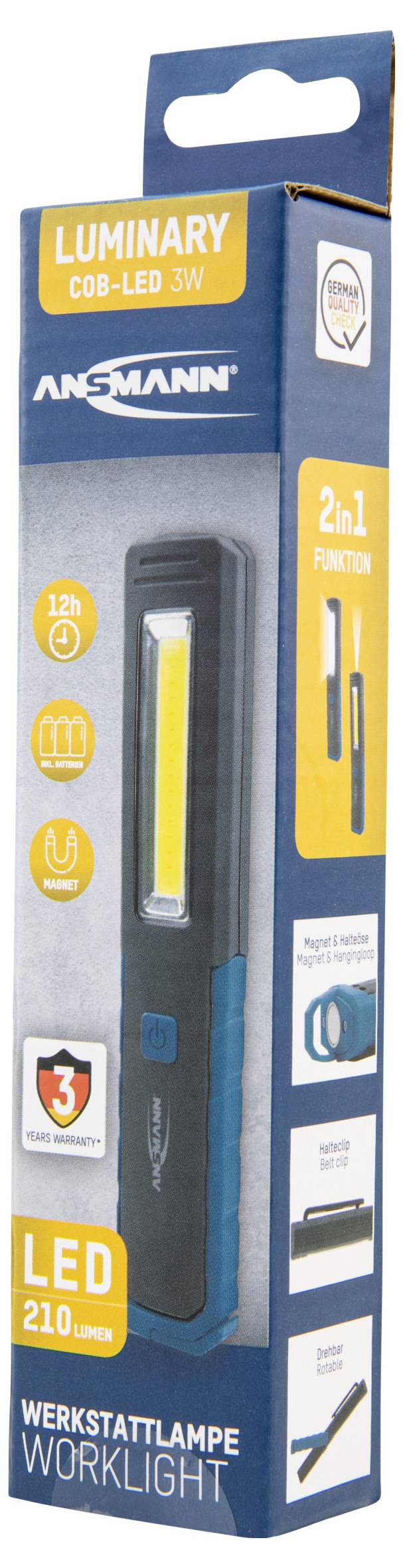 Ansmann 1600-0387 WL210B COB LED Arbeitsleuchte batteriebetrieben 210lm
