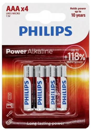 Philips Power LR03 Micro (AAA)-Batterie Alkali-Mangan 1.5 V 4 St.