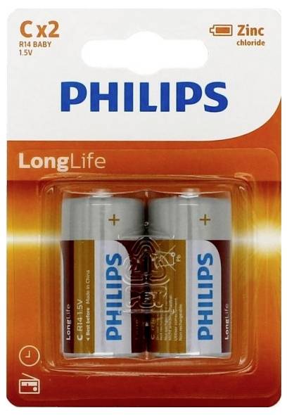 Philips Longlife R14 Baby (C)-Batterie Alkali-Mangan 1.5 V 2 St.