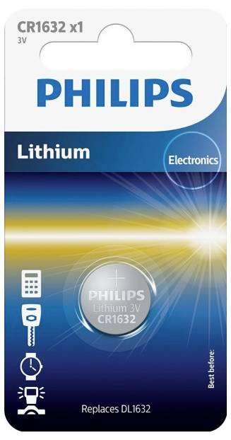 Philips CR1632 Lithium 3V Batterie in Blisterverpackung, geeignet für Elektronikgeräte, ersetzt DL1632. Verfallsdatum: siehe Verpackung.