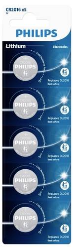Philips Knopfzelle CR2016 3 V 5 St. Lithium Minicells