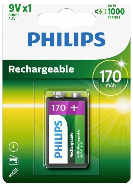 Philips HR22 9V Block-Akku NiMH 170 mAh 8.4V 1St.