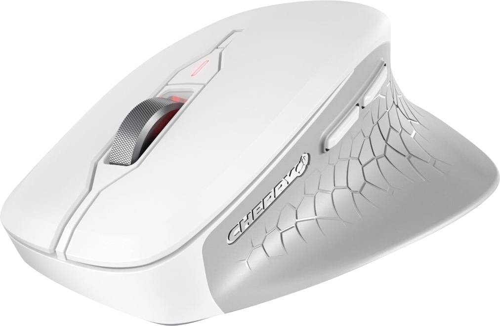 CHERRY MSW Stream Comfort Maus Funk Optisch Weiß 6 Tasten 4000 dpi Ergonomisch, Geräuscharme Tasten