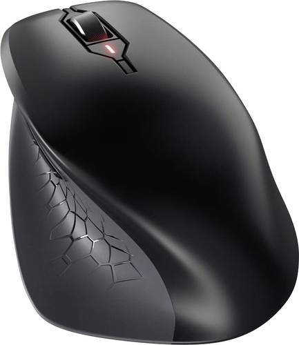 CHERRY MSW Stream Comfort Maus Funk Optisch Schwarz 6 Tasten 4000 dpi Ergonomisch, Geräuscharme Tas