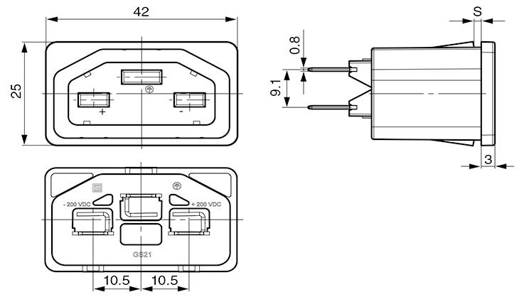 Schurter 3-104-046 Kaltgeräte-Steckverbinder Buchse, gerade Gesamtpolzahl: 3 8.8mA Schwarz