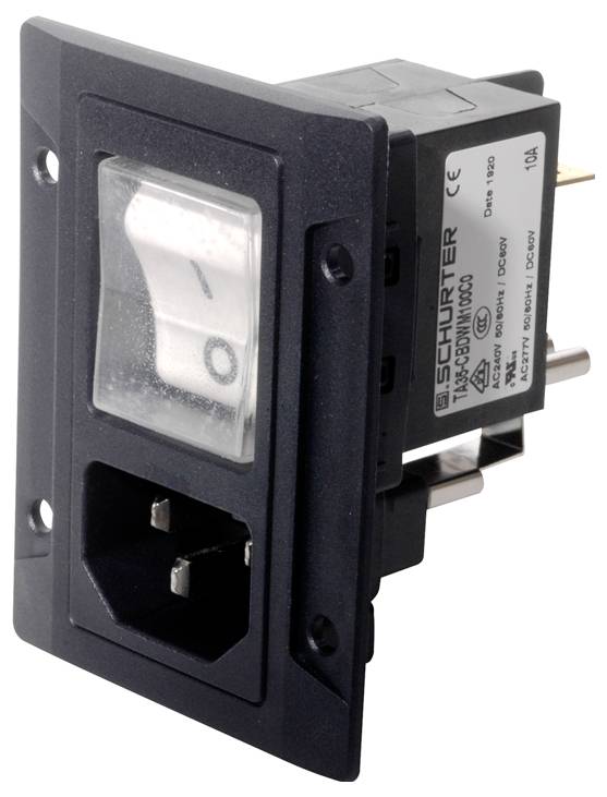 Schurter 3-108-454 Kaltgeräte-Steckverbinder Stecker, gerade Gesamtpolzahl: 3 10 mA Schwarz 1 St.