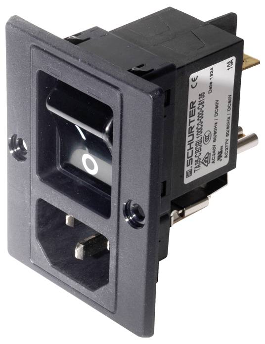 Schurter 3-108-463 Kaltgeräte-Steckverbinder Stecker, gerade Gesamtpolzahl: 3 10mA Schwarz 1St.