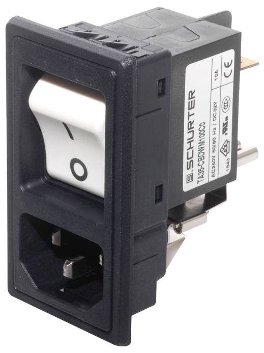 Schurter 3-109-713 Kaltgeräte-Steckverbinder Stecker, gerade Gesamtpolzahl: 3 10mA Schwarz 1St.